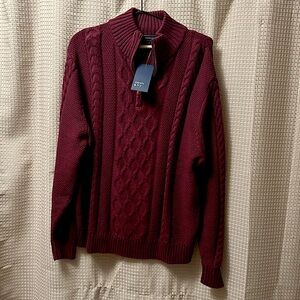 Crown & Ivy Burgundy Mock - Zip Sweater
